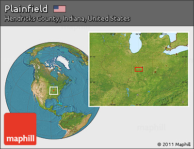 Satellite Location Map of Plainfield