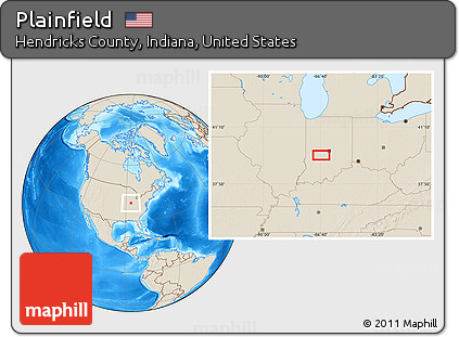Shaded Relief Location Map of Plainfield