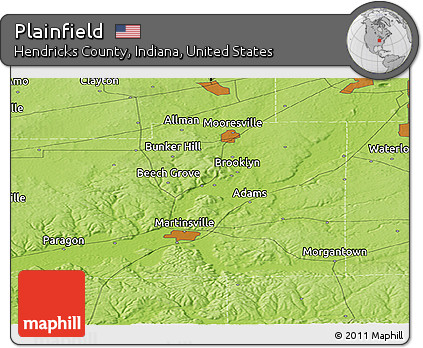 Physical Panoramic Map of Plainfield