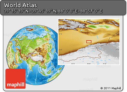 Physical Location Map of the Area around 39° 30' 19" N, 88° 28' 29" E