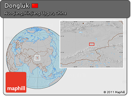 Gray Location Map of Donglük, hill shading