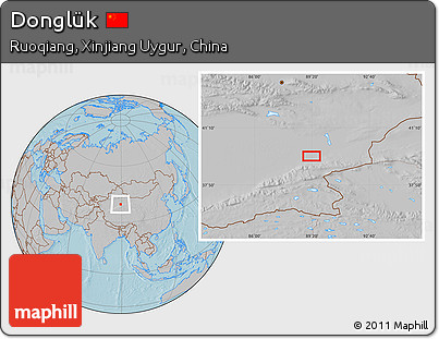 Gray Location Map of Donglük, hill shading