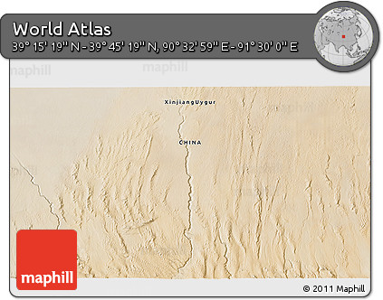 Satellite 3D Map of the Area around 39° 30' 19" N, 91° 1' 30" E