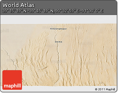 Satellite 3D Map of the Area around 39° 30' 19" N, 91° 1' 30" E