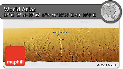 Physical Panoramic Map of the Area around 39° 30' 19" N, 91° 1' 30" E
