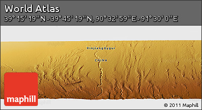 Physical Panoramic Map of the Area around 39° 30' 19" N, 91° 1' 30" E