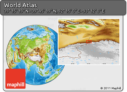 Physical Location Map of the Area around 39° 30' 19" N, 92° 43' 29" E