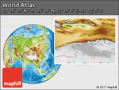 Physical Location Map of the Area around 39° 30' 19" N, 92° 43' 29" E