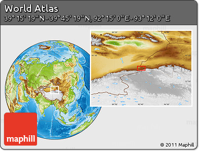 Physical Location Map of the Area around 39° 30' 19" N, 92° 43' 29" E