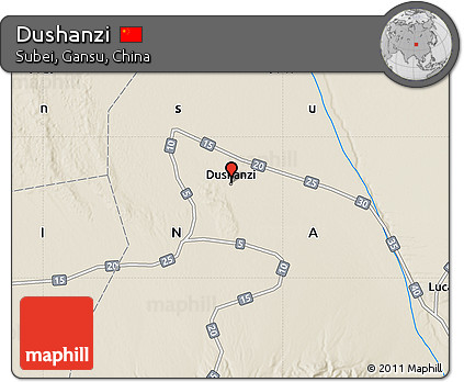 Shaded Relief Map of Dushanzi