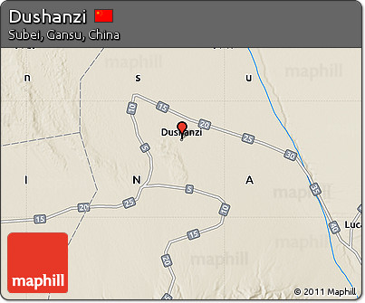 Shaded Relief Map of Dushanzi