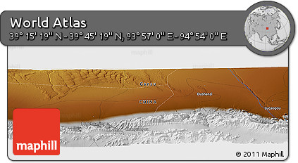 Physical Panoramic Map of the Area around 39° 30' 19" N, 94° 25' 30" E