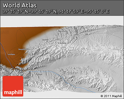Physical 3D Map of the Area around 39° 30' 19" N, 95° 16' 30" E