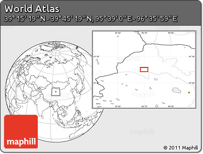 Blank Location Map of the Area around 39° 30' 19" N, 96° 7' 30" E