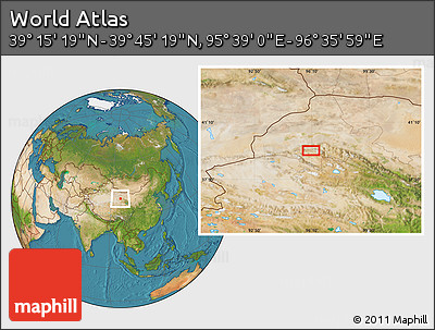 Satellite Location Map of the Area around 39° 30' 19" N, 96° 7' 30" E