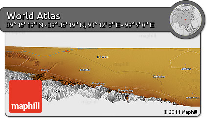 Physical Panoramic Map of the Area around 39° 30' 19" N, 98° 40' 30" E