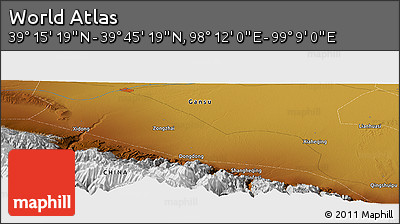 Physical Panoramic Map of the Area around 39° 30' 19" N, 98° 40' 30" E