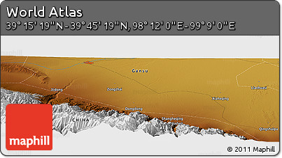 Physical Panoramic Map of the Area around 39° 30' 19" N, 98° 40' 30" E