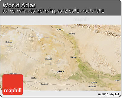 Satellite 3D Map of the Area around 39° 30' 19" N, 99° 31' 30" E