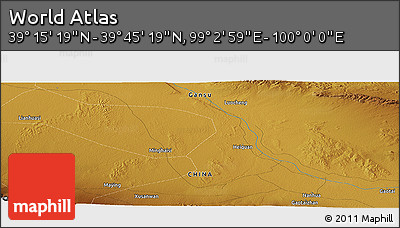 Physical Panoramic Map of the Area around 39° 30' 19" N, 99° 31' 30" E
