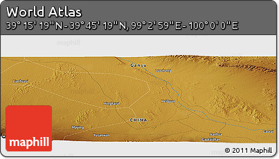 Physical Panoramic Map of the Area around 39° 30' 19" N, 99° 31' 30" E