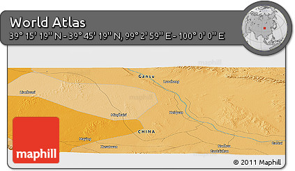 Political Panoramic Map of the Area around 39° 30' 19" N, 99° 31' 30" E