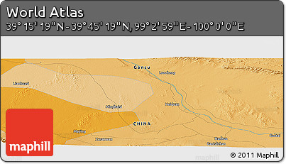 Political Panoramic Map of the Area around 39° 30' 19" N, 99° 31' 30" E