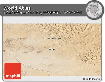 Satellite 3D Map of the Area around 39° 57' 6" N, 100° 22' 30" E