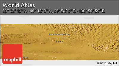 Physical Panoramic Map of the Area around 39° 57' 6" N, 100° 22' 30" E