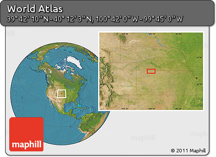 Satellite Location Map of the Area around 39° 57' 6" N, 100° 13' 29" W