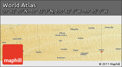 Physical Panoramic Map of the Area around 39° 57' 6" N, 100° 13' 29" W