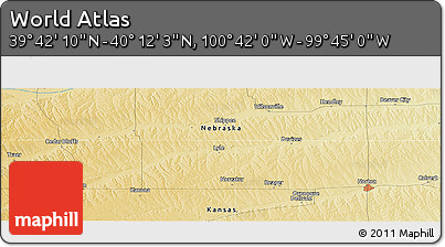 Physical Panoramic Map of the Area around 39° 57' 6" N, 100° 13' 29" W