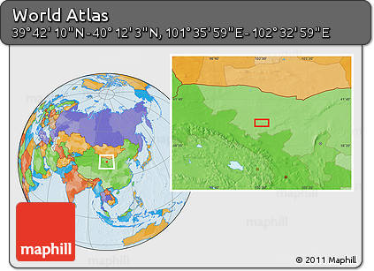 Political Location Map of the Area around 39° 57' 6" N, 102° 4' 29" E