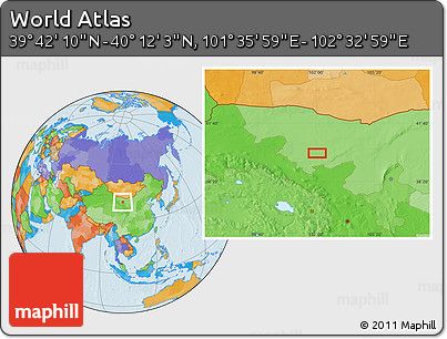 Political Location Map of the Area around 39° 57' 6" N, 102° 4' 29" E