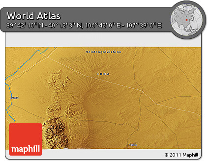 Physical 3D Map of the Area around 39° 57' 6" N, 107° 10' 30" E