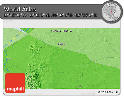 Political 3D Map of the Area around 39° 57' 6" N, 107° 10' 30" E
