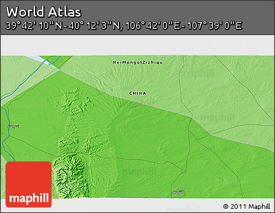Political 3D Map of the Area around 39° 57' 6" N, 107° 10' 30" E