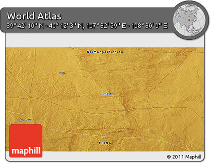 Physical 3D Map of the Area around 39° 57' 6" N, 108° 1' 30" E