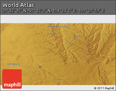 Physical 3D Map of the Area around 39° 57' 6" N, 108° 52' 30" E