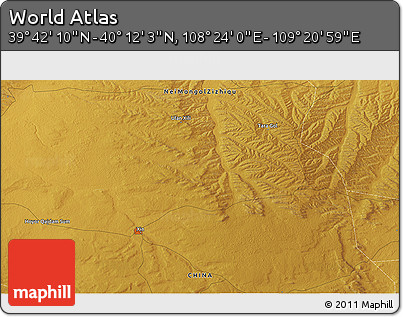 Physical 3D Map of the Area around 39° 57' 6" N, 108° 52' 30" E
