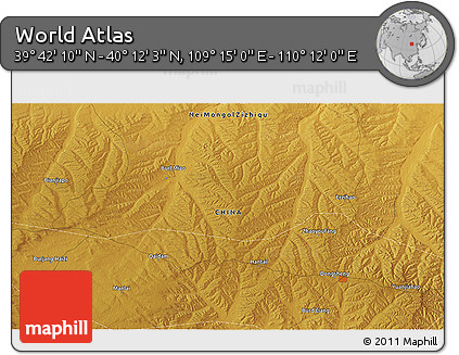 Physical 3D Map of the Area around 39° 57' 6" N, 109° 43' 29" E