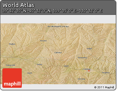 Satellite 3D Map of the Area around 39° 57' 6" N, 109° 43' 29" E