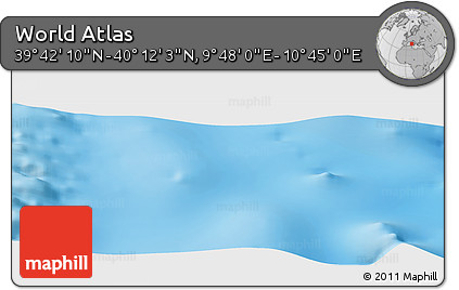 Physical Panoramic Map of the Area around 39° 57' 6" N, 10° 16' 30" E