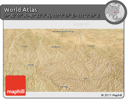 Satellite 3D Map of the Area around 39° 57' 6" N, 110° 34' 29" E