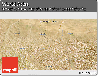 Satellite 3D Map of the Area around 39° 57' 6" N, 110° 34' 29" E
