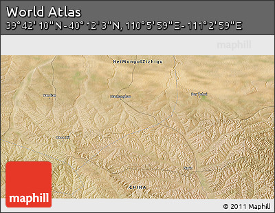 Satellite 3D Map of the Area around 39° 57' 6" N, 110° 34' 29" E
