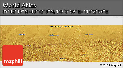 Physical Panoramic Map of the Area around 39° 57' 6" N, 110° 34' 29" E