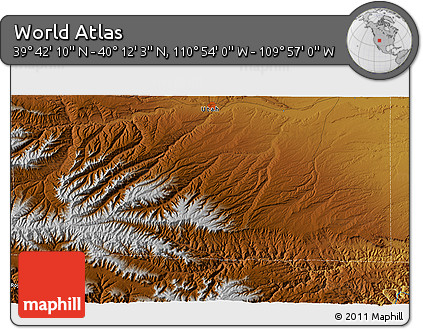 Physical 3D Map of the Area around 39° 57' 6" N, 110° 25' 30" W