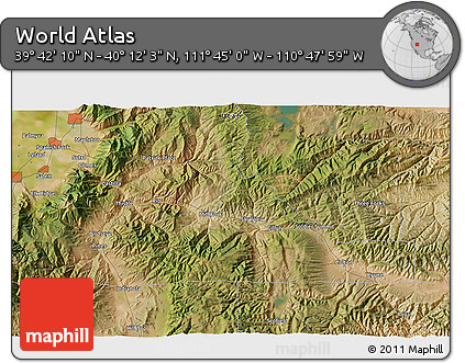 Satellite 3D Map of the Area around 39° 57' 6" N, 111° 16' 30" W