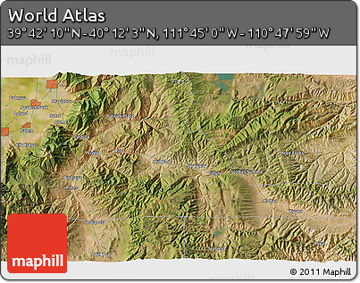 Satellite 3D Map of the Area around 39° 57' 6" N, 111° 16' 30" W